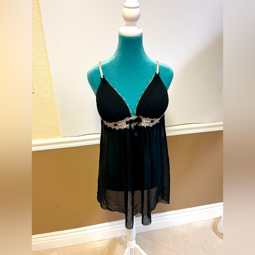 Jessica XL Whimsigoth Black Slip Dress Babydoll‎ Padded Tri-Cup Bustier Lingerie